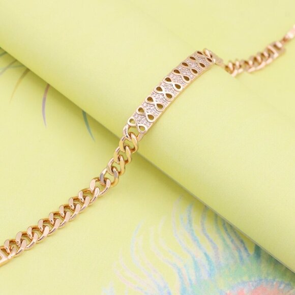 "Elegant Infinity Pattern Rose Gold Bracelet with Sparkling CZ Stones, XPBL0965 - Picture 2 of 12